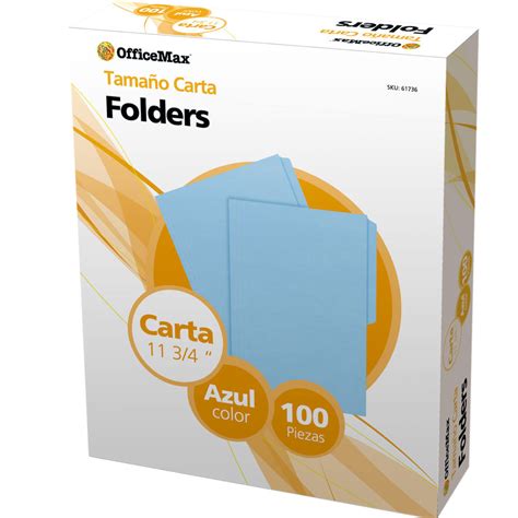 Folder Carta Azul Omx 100pz 178grs Officemax