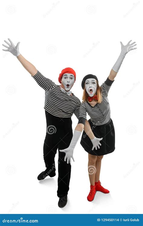 Portrait Of Two Happy Mimes Stock Photo Image Of Paint Look 129450114