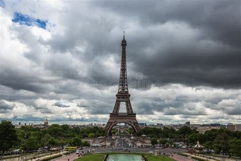 Panoramic View Of The Eiffel Tower In Paris France Stock Image Image
