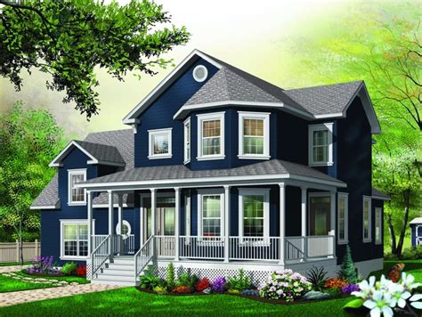 The exterior typically features stone, wood, or vinyl siding, large porches with turned posts and decorative wood railing, corbels, and decorative gable trim. House Plan 034-00830 - Victorian Plan: 2,411 Square Feet ...