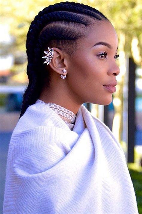 Partial braiding also looks very chic. fishtail cornrows | Goddess braids look amazing for ...