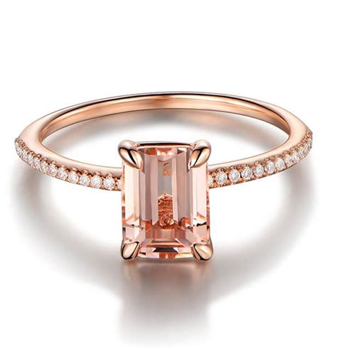 Designer simon g uses rose gold to fabricate engagement rings as well as using it as an adornment. 1 Carat Morganite and Round cut Diamond Engagement Ring in ...