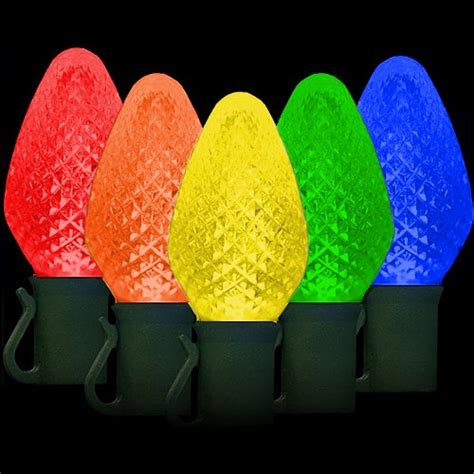 Led Multi Color Christmas Lights 50 C7 Faceted Led Bulbs 8 Spacing 34