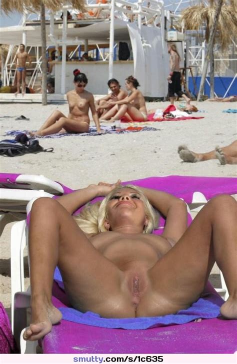 Hot Happy Blonde Bimbo Legs Spread Nude On Beach Smutty Com