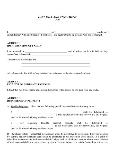 Maine Last Will And Testament Free Printable Legal Forms