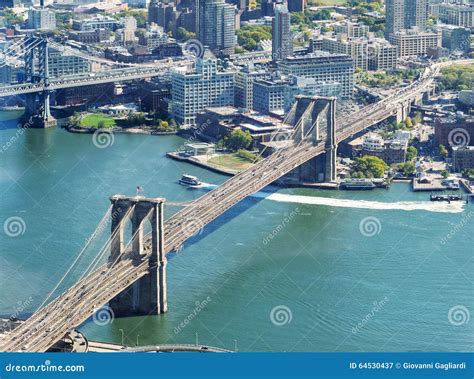 Puentes De Brooklyn Y De Manhattan Vista Aérea De New York City Imagen