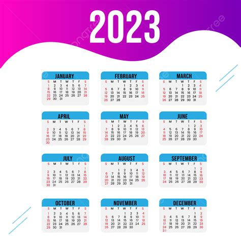 2023 Twelve Months Calendar Vector 2023 Calendar Calendar 2023 2023