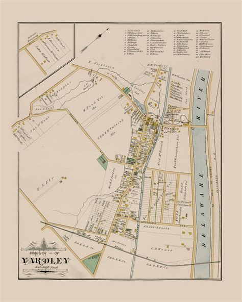 Borough Of Yardley Pennsylvania 1891 Old Map Reprint Bucks County