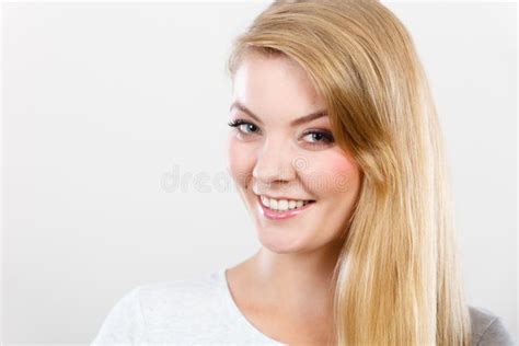 Portrait Of Happy Smiling Young Blonde Woman Stock Photo Image Of