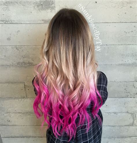 Color Melt Blonde With Pink Tips Dip Dye Hair Dip Dye Hair Colourful