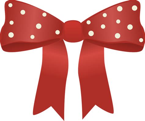 Red Christmas Bow With Polka Dots Clipart Free Download Transparent