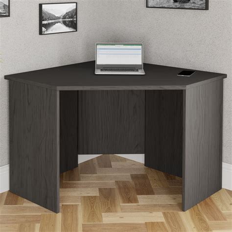 Dark Grey Wooden Corner Desk Denver Furniture123