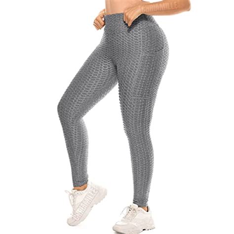 Chriamille Tiktok Butt Scrunch Leggings With Pockets For Women High Waist Peach Lift Yoga Pants