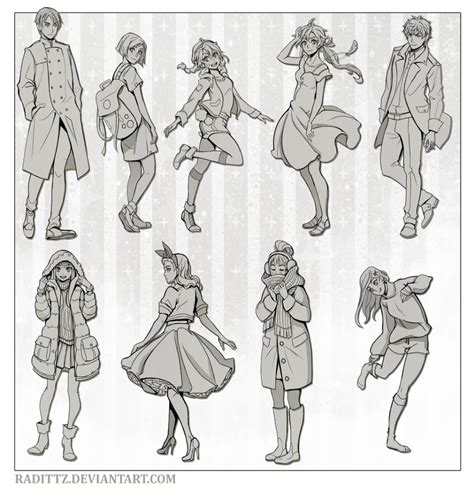 Various Poses In Casual Clothes By Radittz On Deviantart Drawing