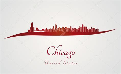 Chicago Skyline In Red — Stock Vector © Paulrommer 38332813