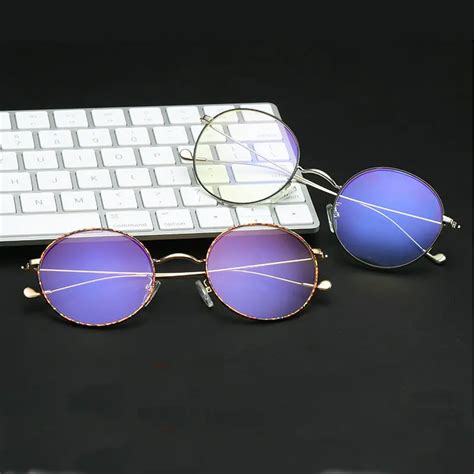 Blue Light Computer Gaming Glasses Women Men Retro Thin Round Metal Reading Eyeglasses Designer