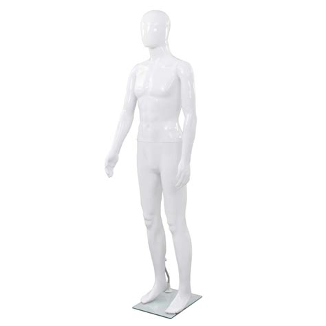 Vidaxl Full Body Male Mannequin With Glass Base Glossy White 728
