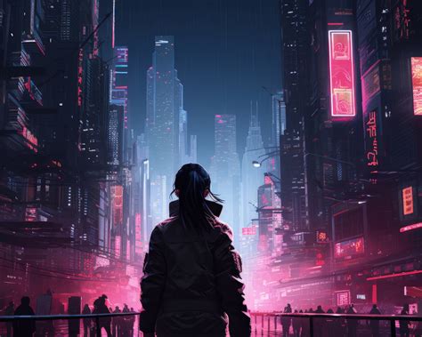 1280x1024 Cyberpunk Sci Fi Girl And The Urban Maze Synthetic Skylines
