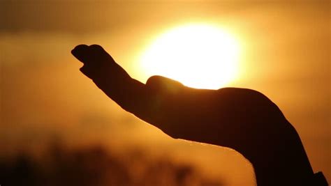 Hand In Silhouette Raised Up To The Sun Stock Footage Video 325192