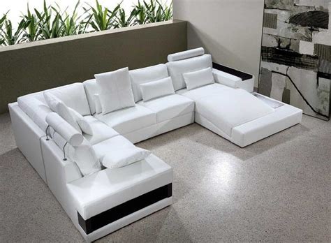 Amazon Com Contemporary Plan Modern White Wrap Around Design Leather Sectional Sofa Furniture Decor