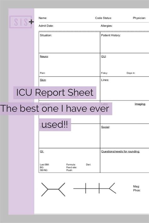 Critical Care Icu Nurse Brain Sheet Icu 1 Pt This Is My Report Sheet
