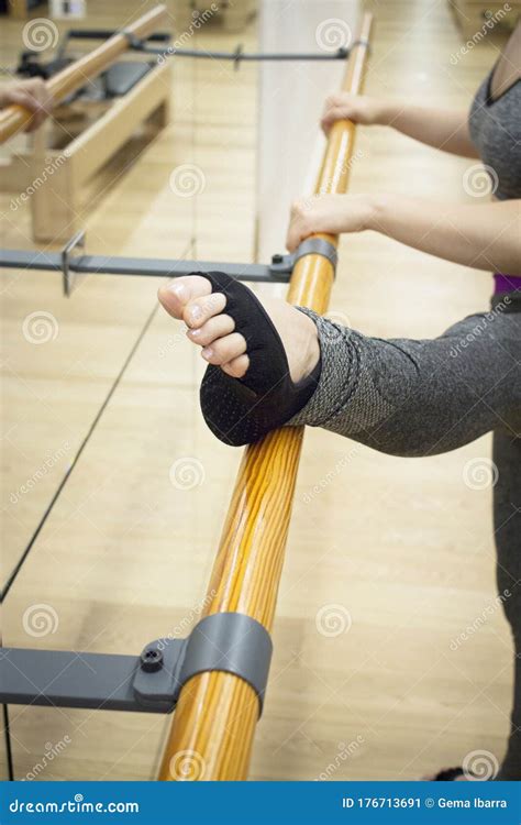 Female Dancer Doing Stretching On The Ballet Barre Stock Image Image