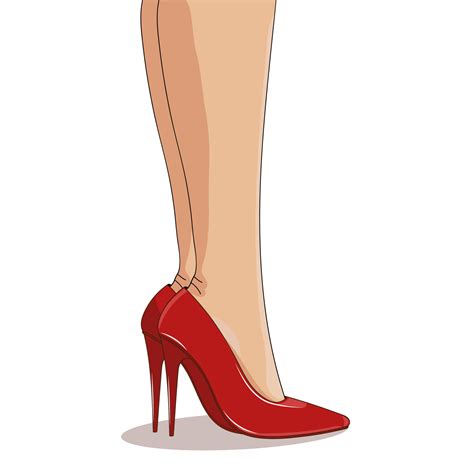 Red Fashionable Shoes On Slender Female Legs High Spike Heels Pointed
