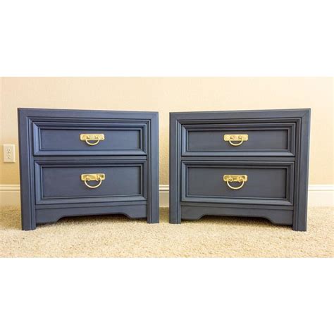 Dave 1 drawer 1 door nightstand item: Napoleonic Blue Nightstands - A Pair | Chairish