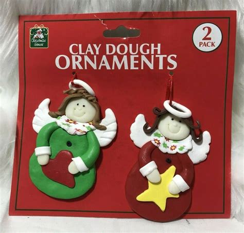 Christmas House Clay Dough Ornaments Set Of 2 Angels New 639277545282