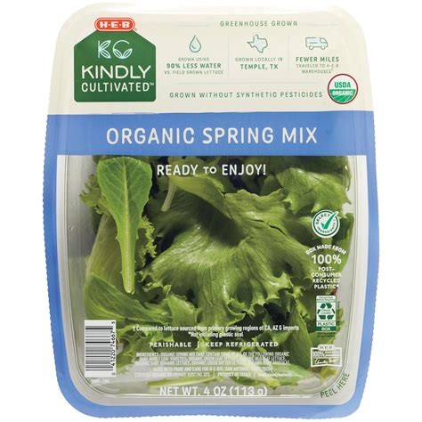 H E B Kindly Cultivated Fresh Organic Spring Mix Lettuce Shop Lettuce