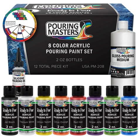 8 Color Ready To Pour Acrylic Pouring Paint Set Premium Pre Mixed