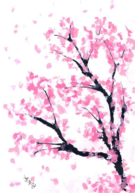 Cherry Blossom Tree Drawing Step By Step Step By Step Acrylic