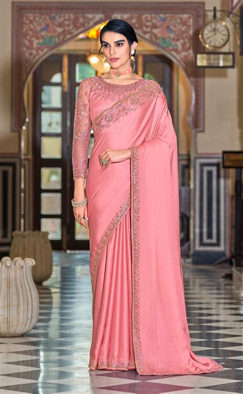 Party Wear Saree For Married Girl In Pink
