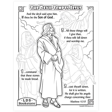 The Devil Tempts Jesus In The Wilderness Coloring Page Printable