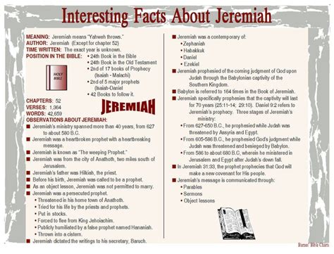 Interesting Facts About Jeremiah Bible Study Books Bible Study Notes