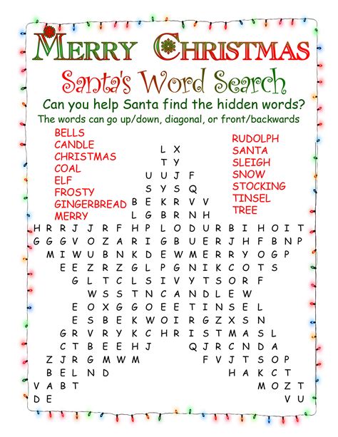 Printable Word Searches North Pole News