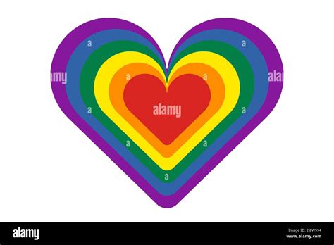 colorful heart shape icon with pride flag colors lgbt heart icon isolated on white background