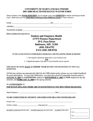 This medical waiver form is a document signed by an employee who is opting out of health insurance provided by the employer. health insurance waiver form template - Edit, Fill Out ...