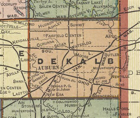 Dekalb County Indiana 1908 Map Auburn