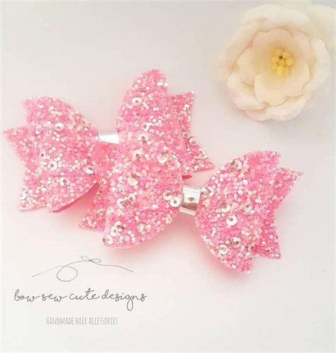 Girls Hair Bow Glitter Hair Bow Rose Gold And Blush Pink 86f