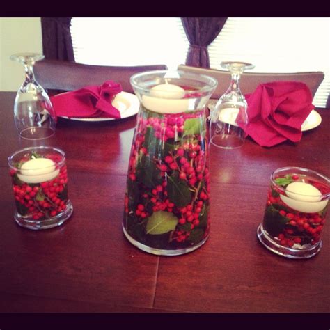 Christmas Centerpieces Large Vase And Two Small Candle