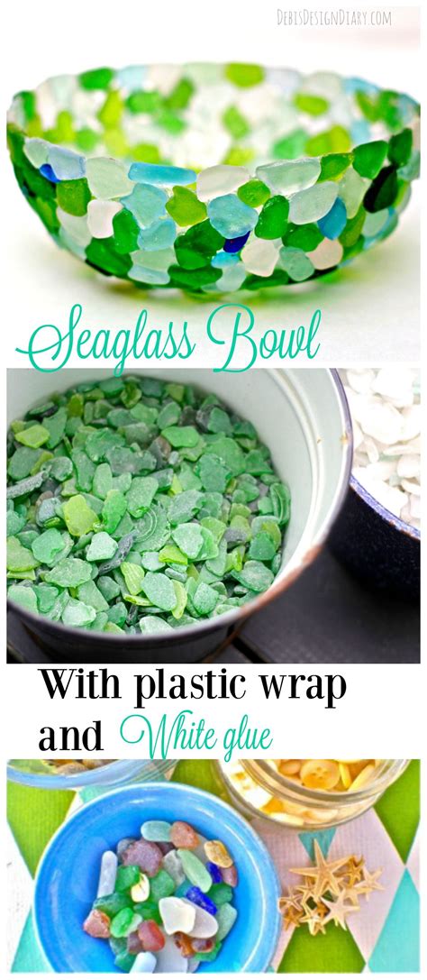 How To Make A Sea Glass Bowl With Plastic Wrap And White Glue Sea Glass Crafts Sea Glass Art