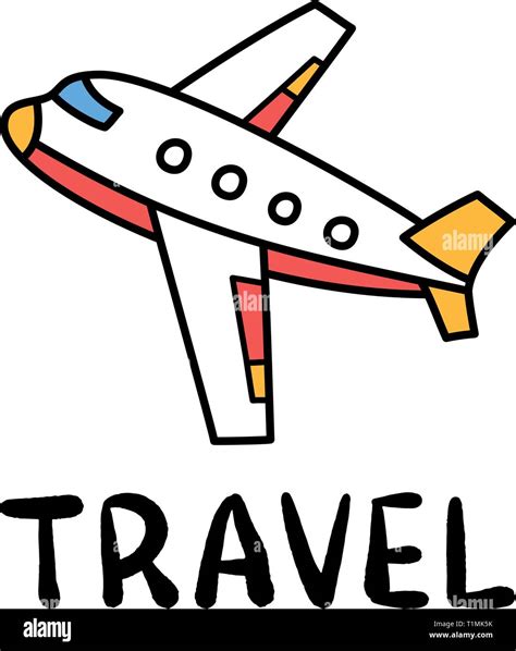 Cartoon Viajar Avión Doodle Rotulación Para El Diseño De La Decoración