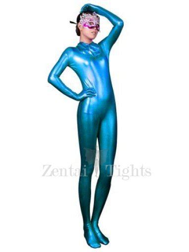 Unicolor Full Body Full Body Zentai Suit Zentai Tights Blue Sexy Shiny Full Body Zentai Suit
