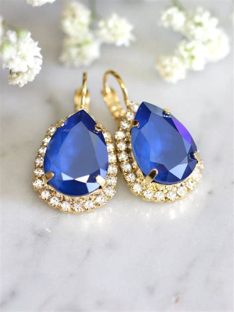 Blue Drop Earrings Royal Blue Earrings Bridal Blue Earrings Royal