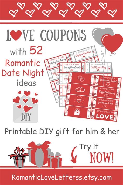 Printable Coupon Book Template Love Coupons For Him Thinking Etsy