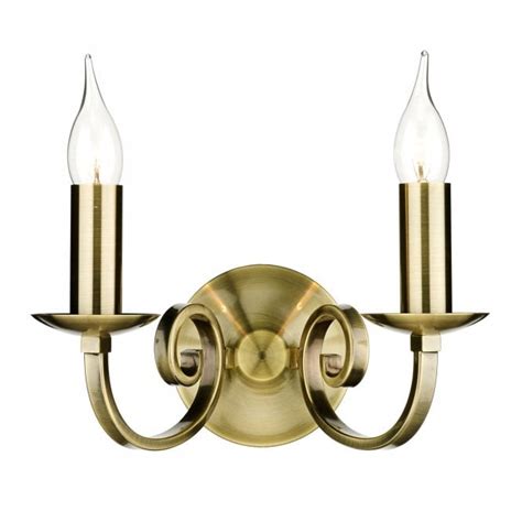 Dar Lighting Murray Twin Switched Wall Light In Antique Brass