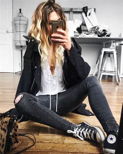Cute Weekend Outfit Black Converse Outfits Fashion High Tops Outfit