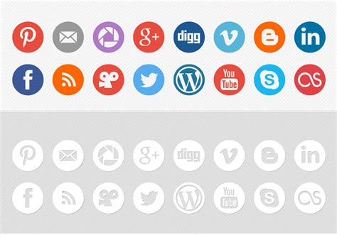 Round Social Media Icon Vector Pack Download Free Vector Art Stock