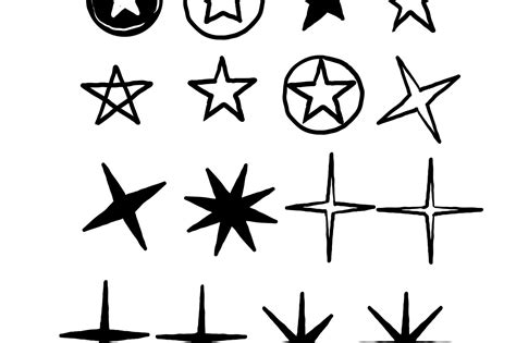 Hand Drawn Star Icons Sparkles Shining Burst Crella